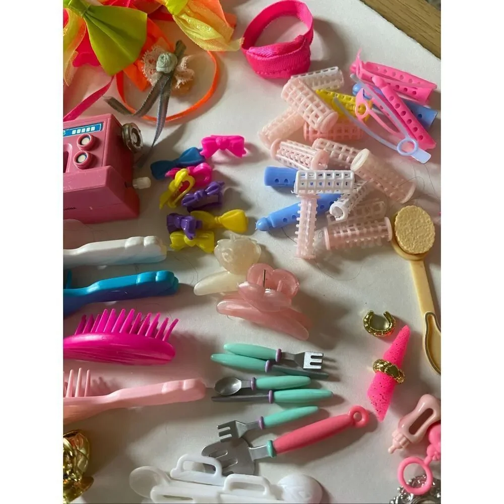 Vintage Barbie Accessories- Popcorn Maker Hair Kitchen Brushes 1980’s
